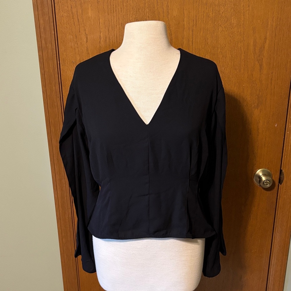 Banana Republic Black V-Neck Long Sleeve Blouse
